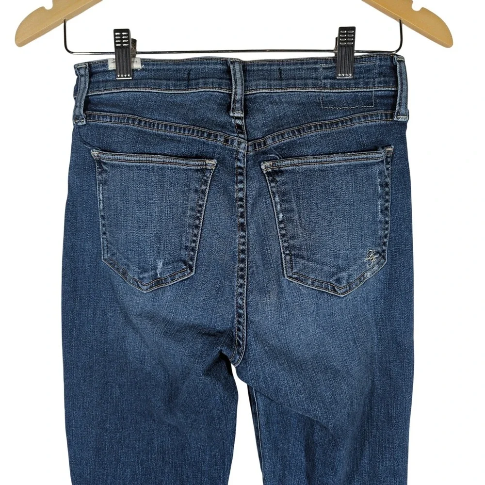 LOVERS + FRIENDS Mason High Rise Skinny Jeans Larchmont‎ Blue Distressed Size 28